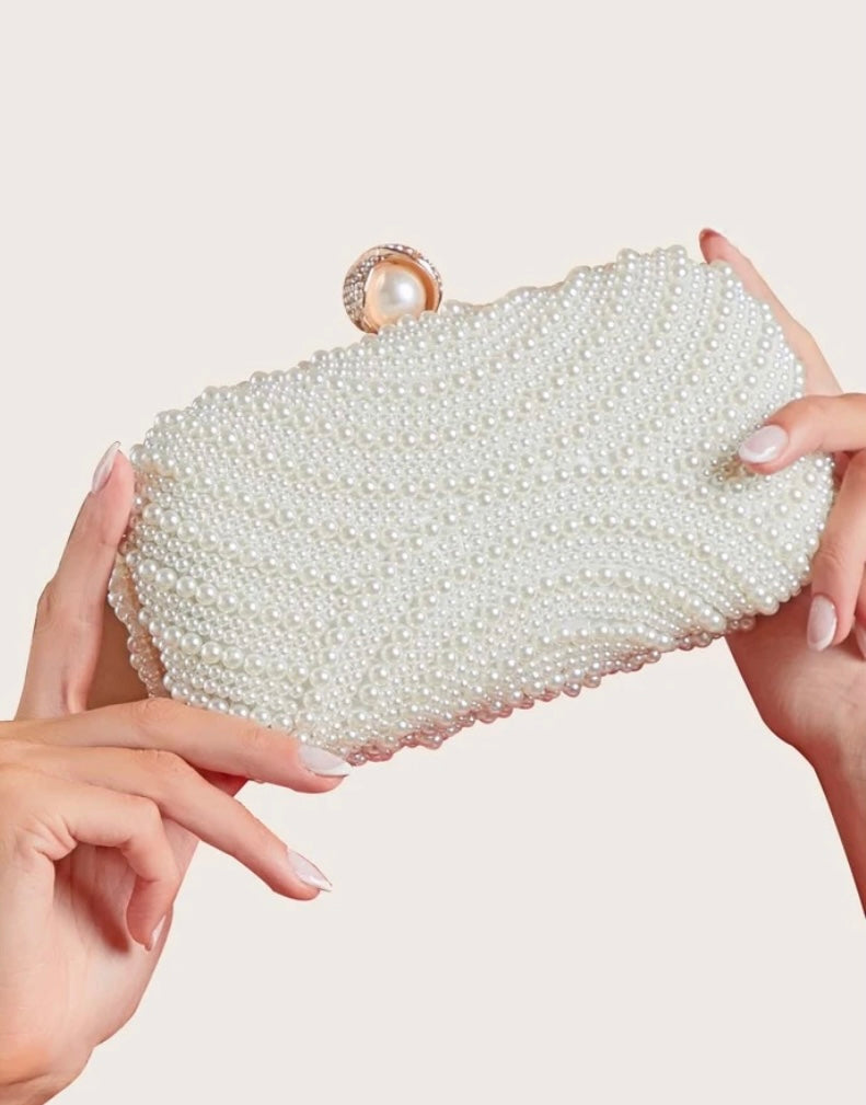 Celeste Ivory Pearl Clutch