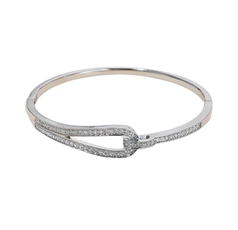 Silver Crystal Knot Bangle