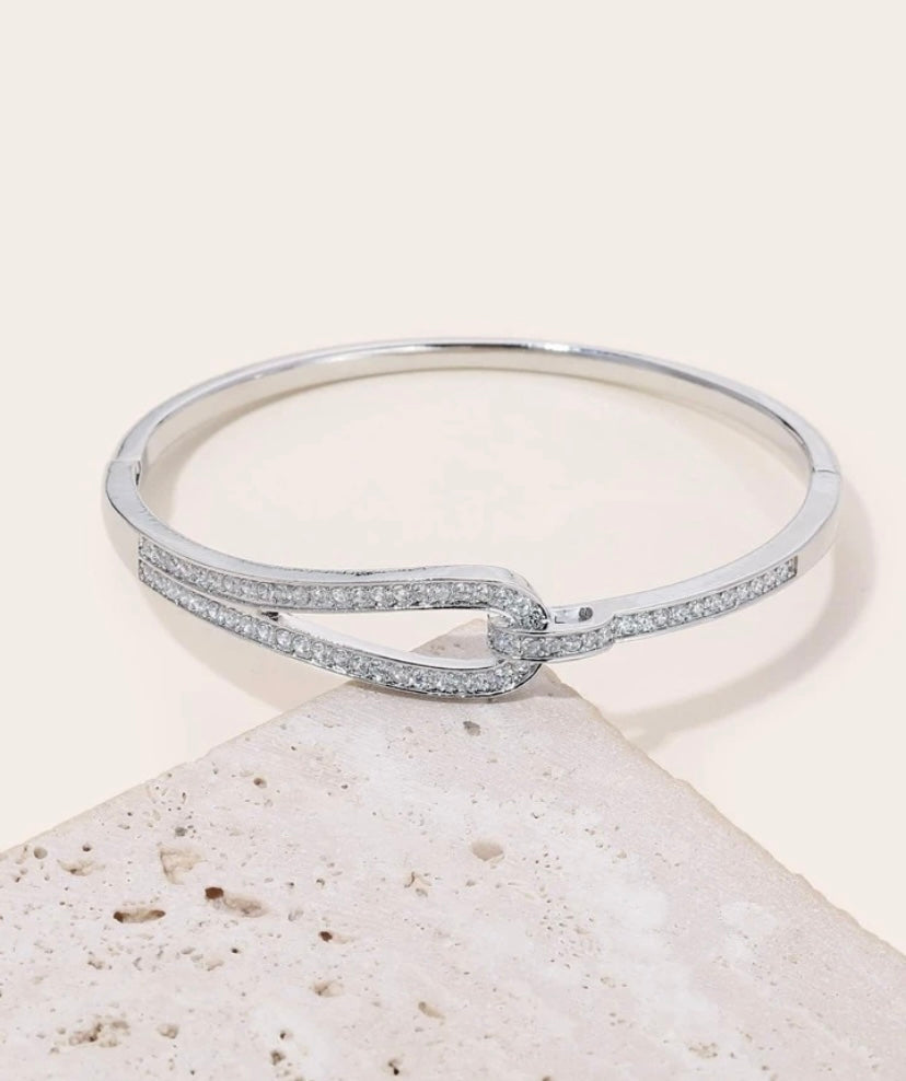 Silver Crystal Knot Bangle