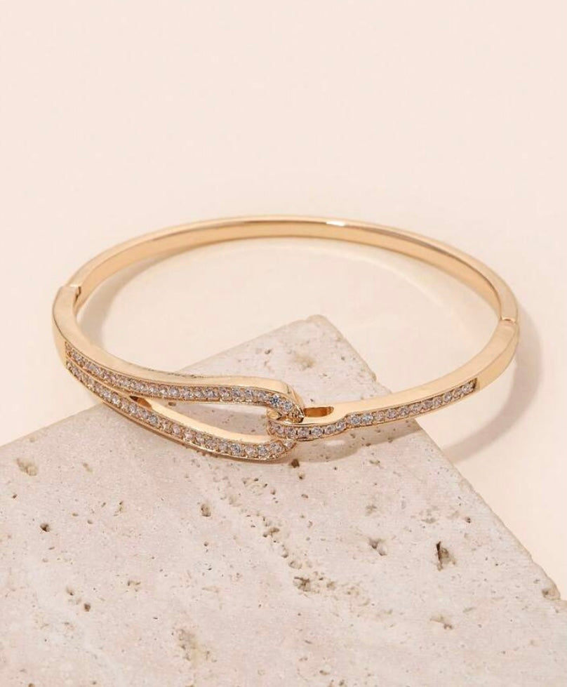 Gold Crystal Knot Bangle