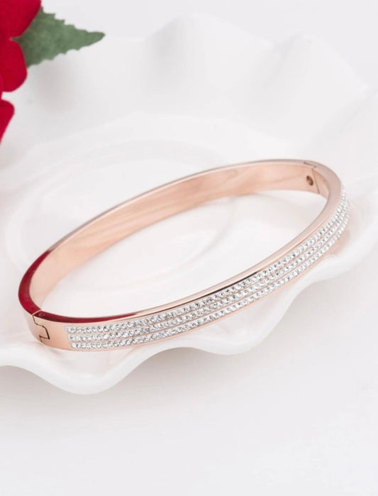 Rose Gold Crystal Love Bangle