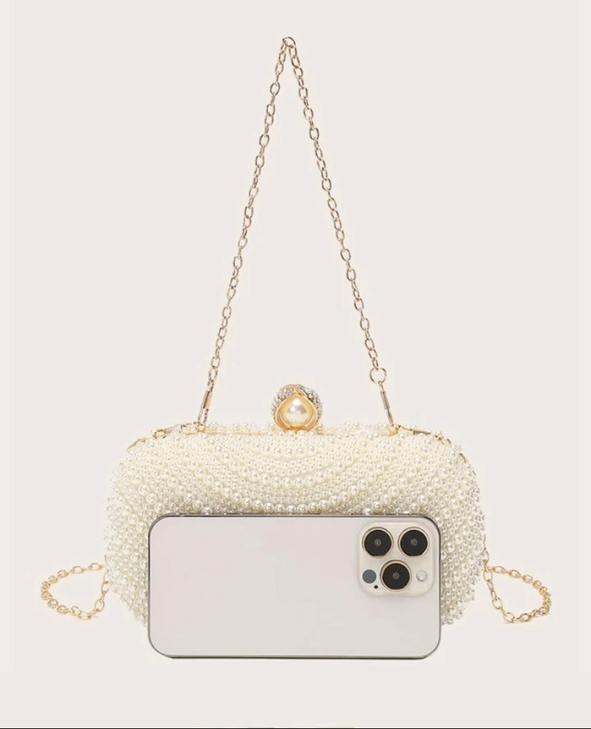 Celeste Ivory Pearl Clutch