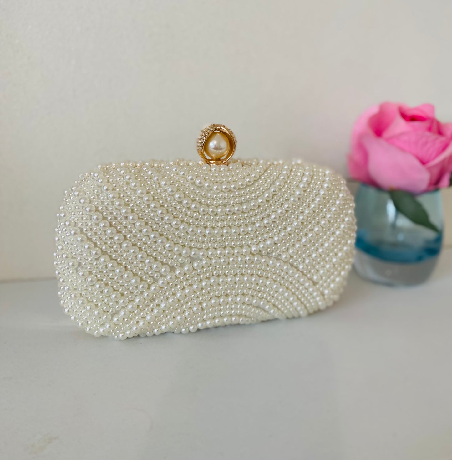 Celeste Ivory Pearl Clutch