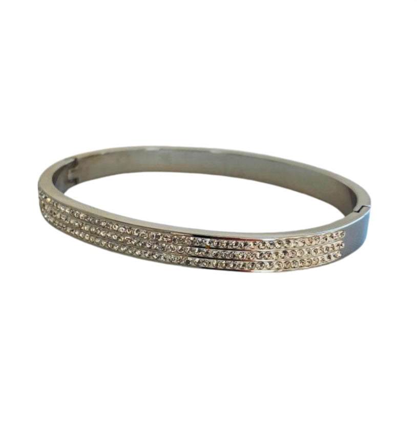 Silver Crystal Love Bangle