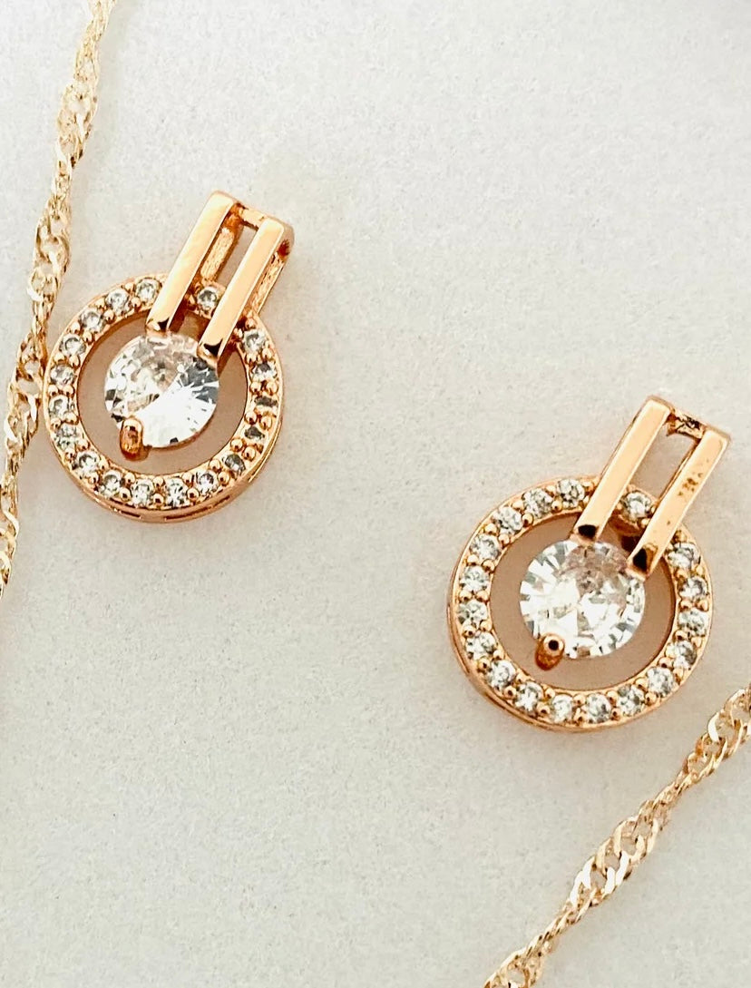 Sienna Rose Gold Necklace and Earrings Set