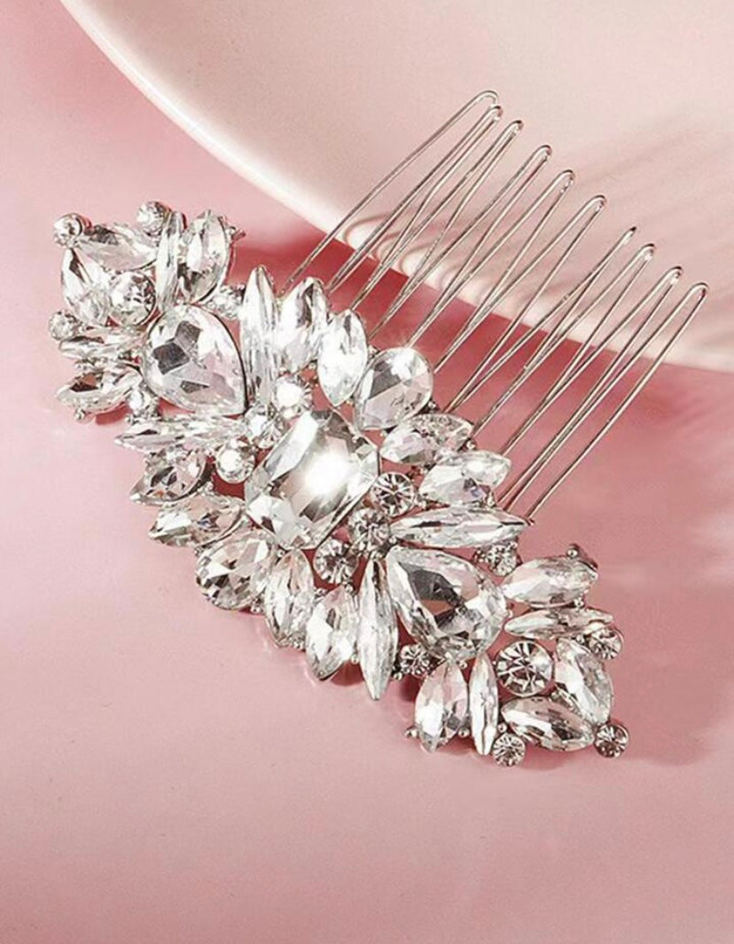 Thea Silver Crystal Comb