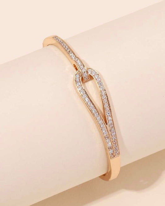 Gold Crystal Knot Bangle