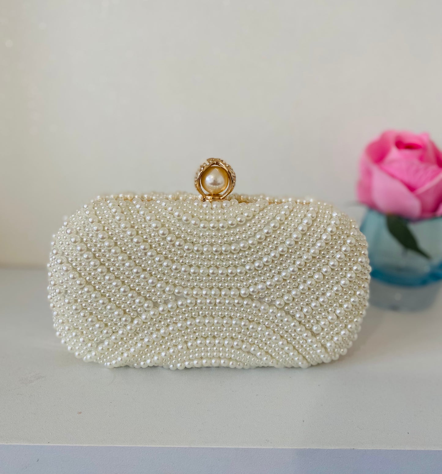 Celeste Ivory Pearl Clutch