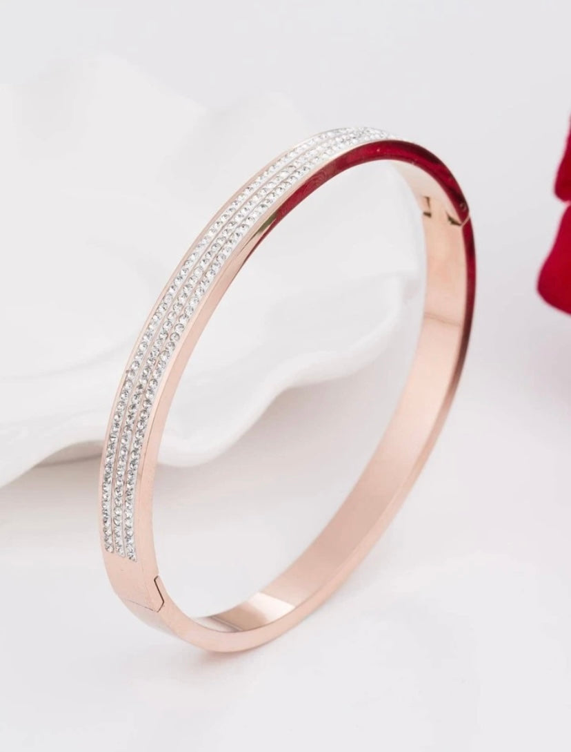 Rose Gold Crystal Love Bangle