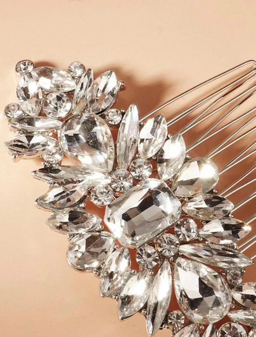 Thea Silver Crystal Comb