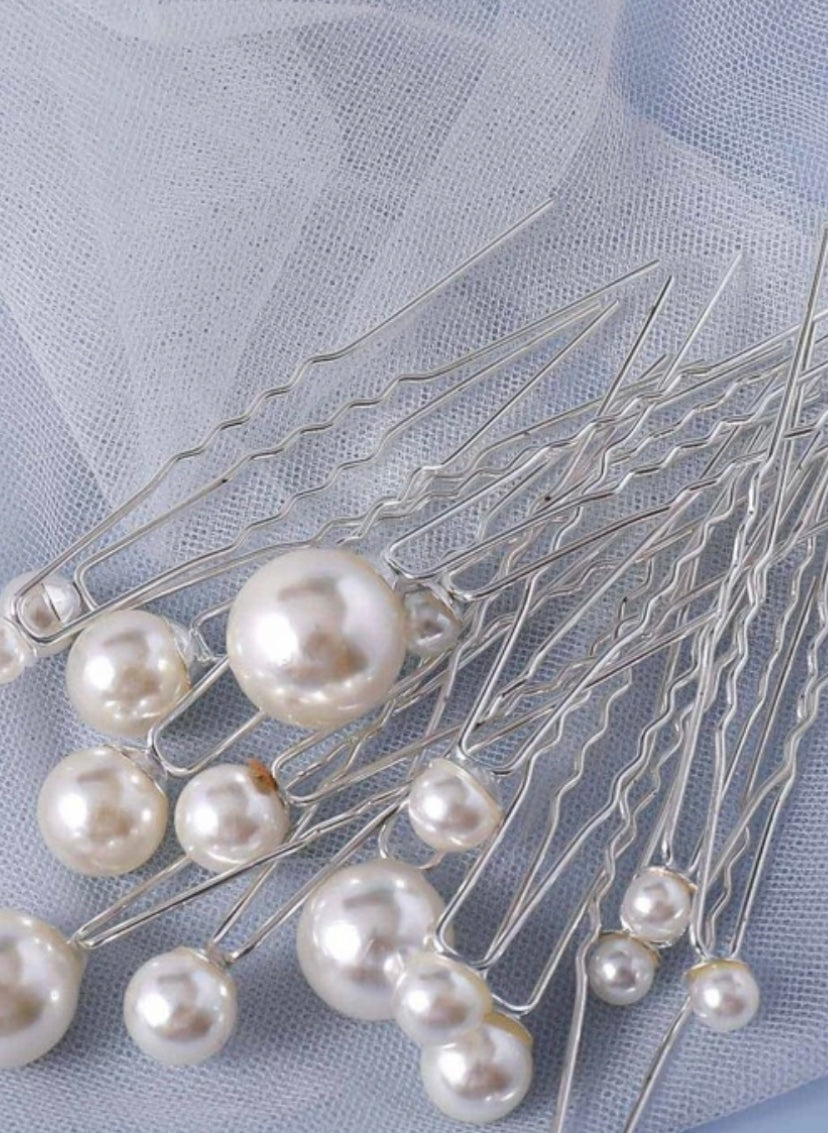 Pearl hair pins (Set of 20 in assorted sizes)