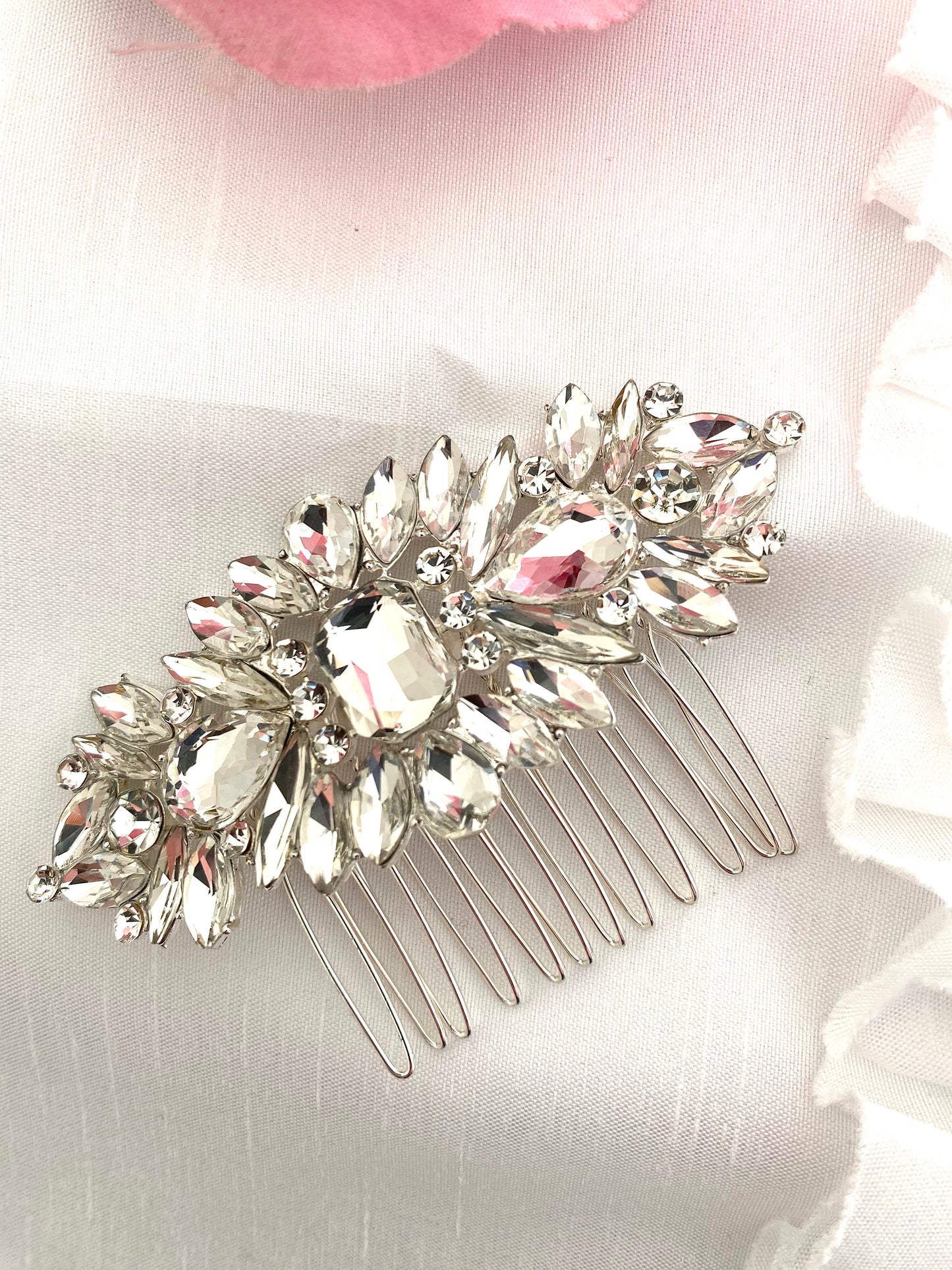 Thea Silver Crystal Comb