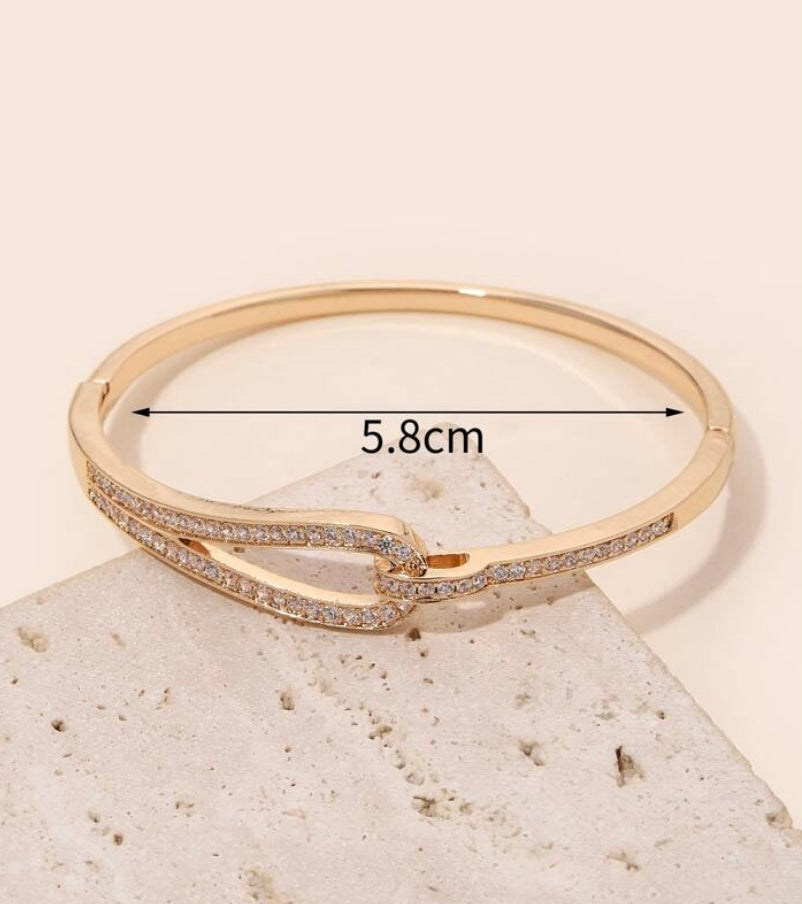 Gold Crystal Knot Bangle