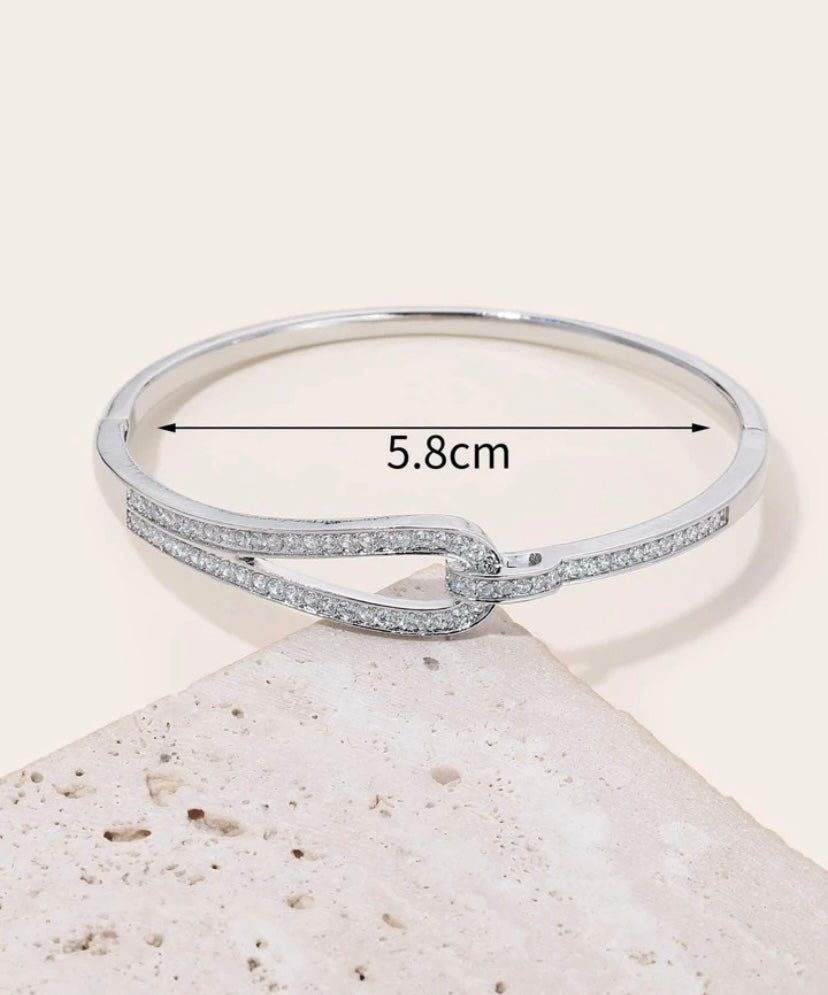 Silver Crystal Knot Bangle