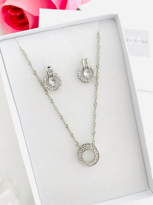 Sienna Silver Necklace and Earrings Set