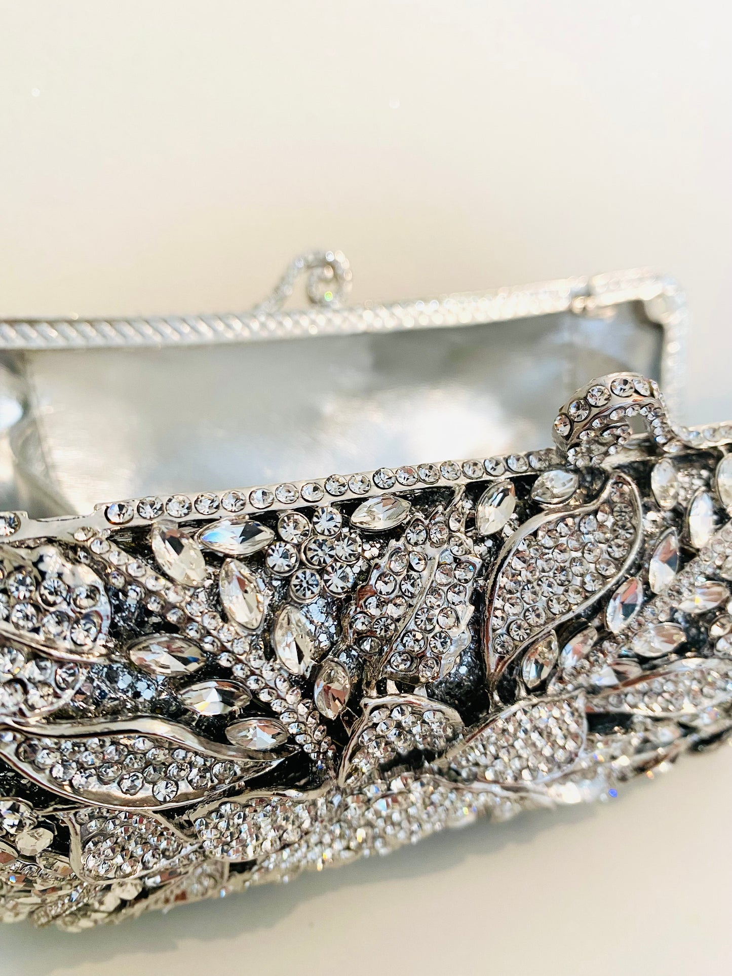 Bridal Purse Crystal Embellished Silver Clutch Bag