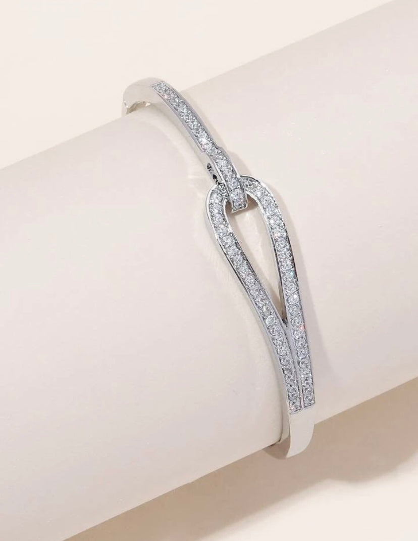 Silver Crystal Knot Bangle