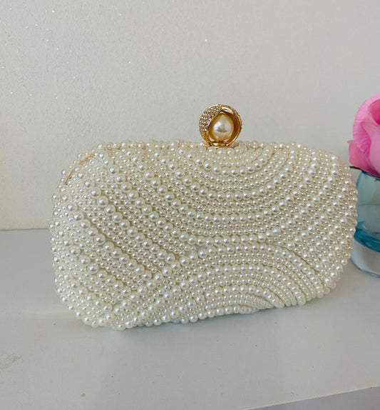 Celeste Ivory Pearl Clutch