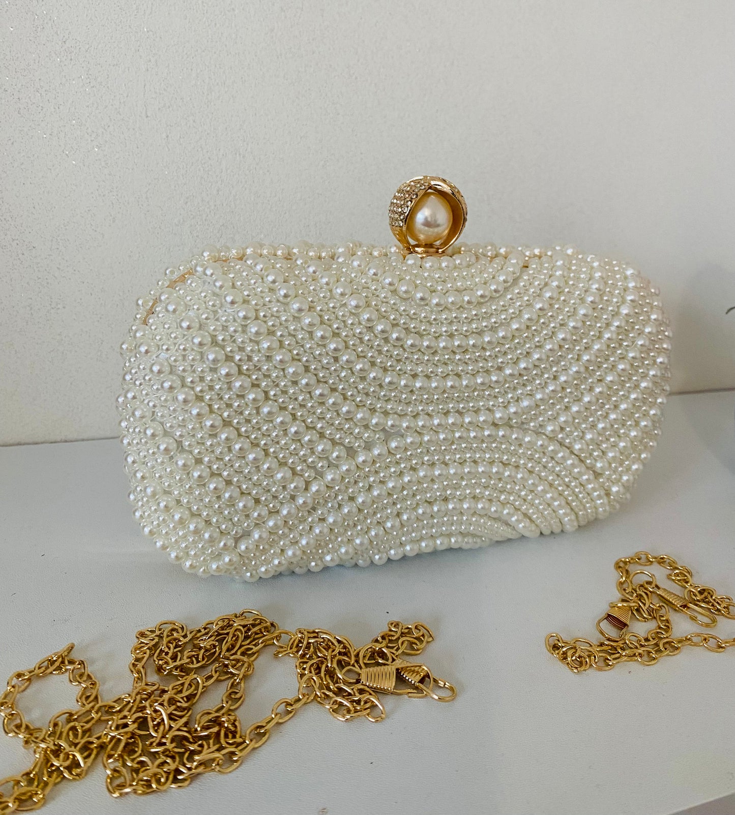 Celeste Ivory Pearl Clutch