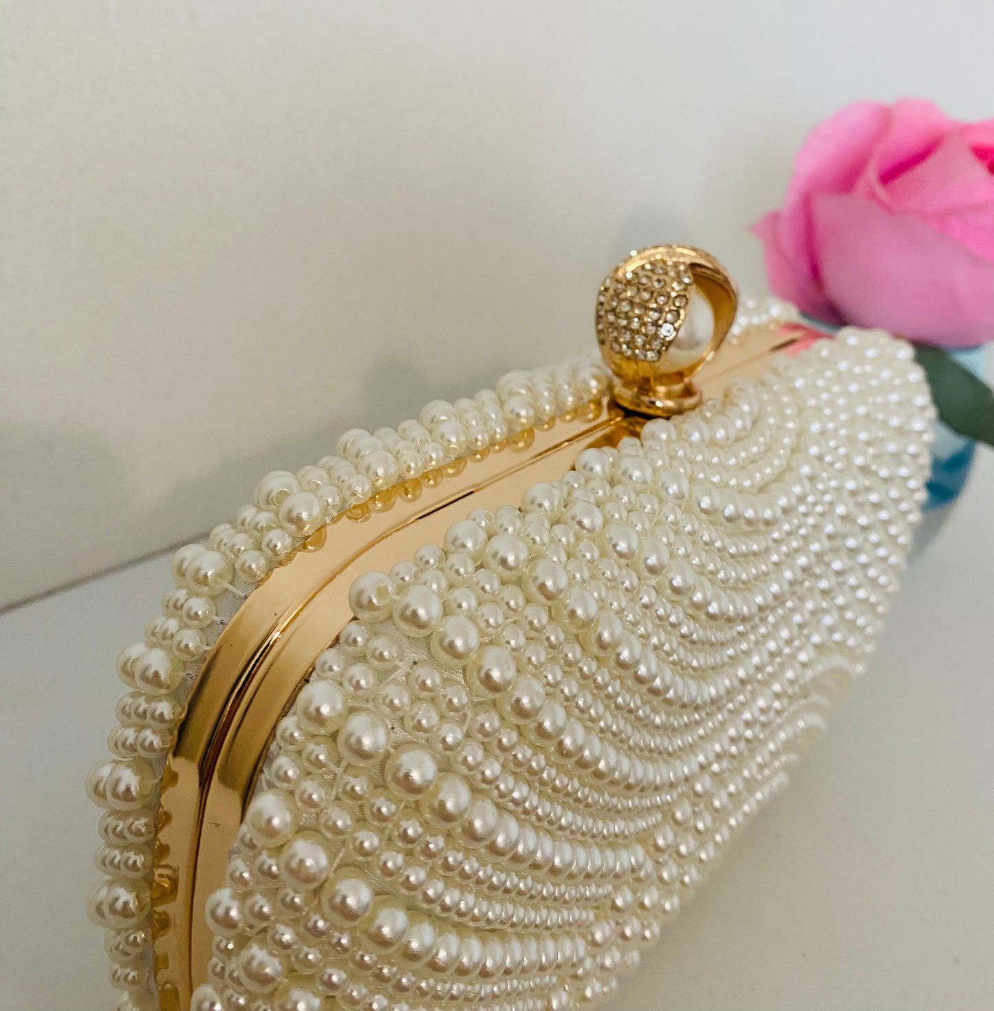 Celeste Ivory Pearl Clutch