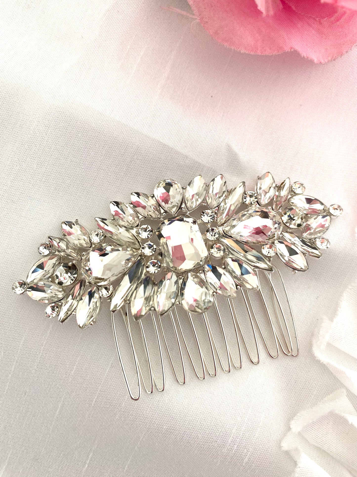 Thea Silver Crystal Comb