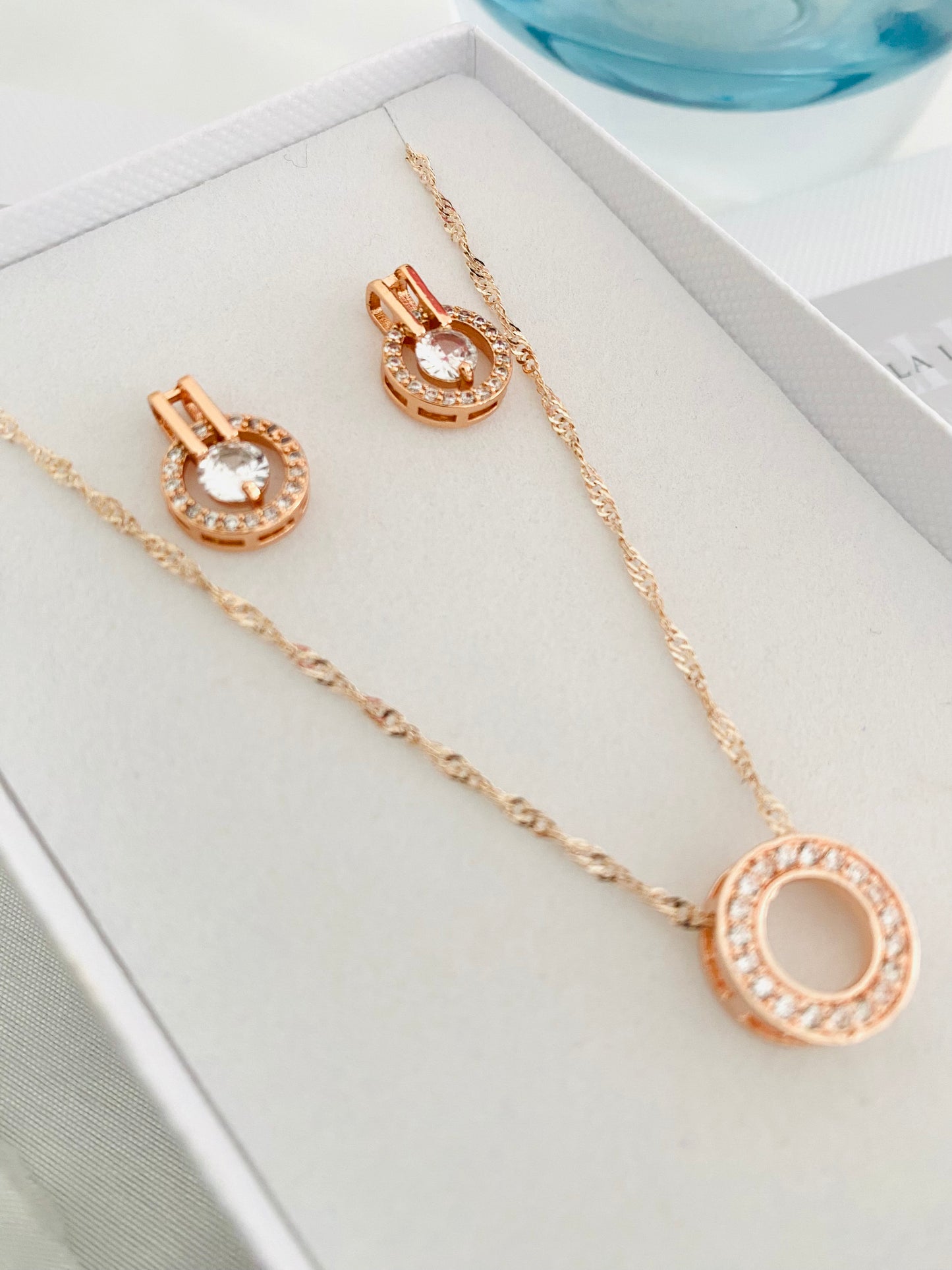 Sienna Rose Gold Necklace and Earrings Set