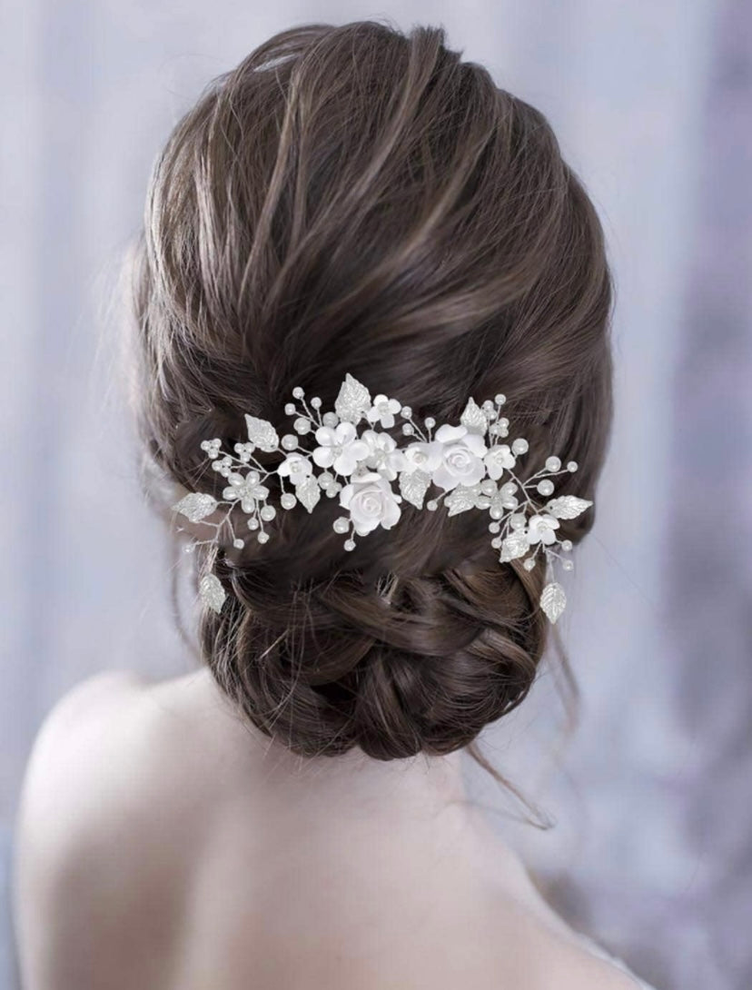 Odette ceramic flower hair piece