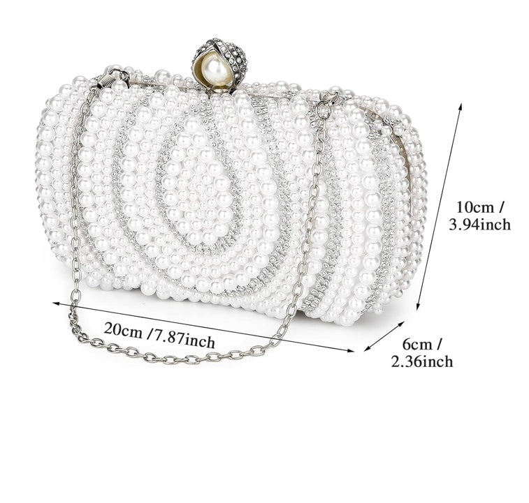 Celeste White Pearl Clutch